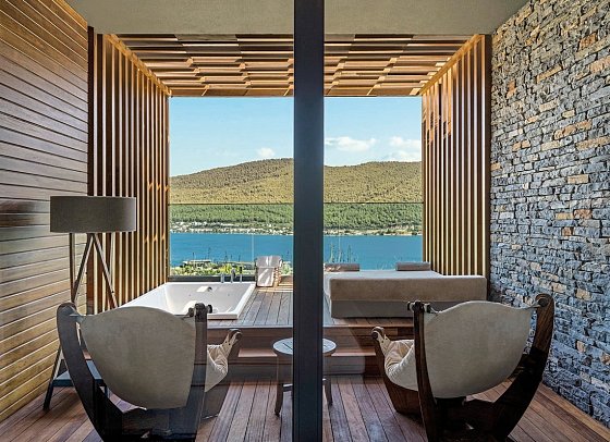 Lujo Bodrum - Wohnbeispiel Doppelzimmer Terrasse seitl. Meerblick (Zimmercodierungen DB3 & DC3)