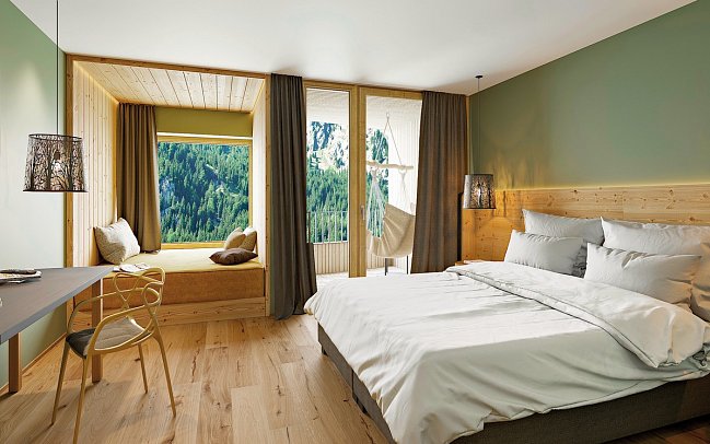 Falkensteiner Hotel Antholz - Wohnbeispiel Juniorsuite mit Loggia (Zimmercodierung JD1)