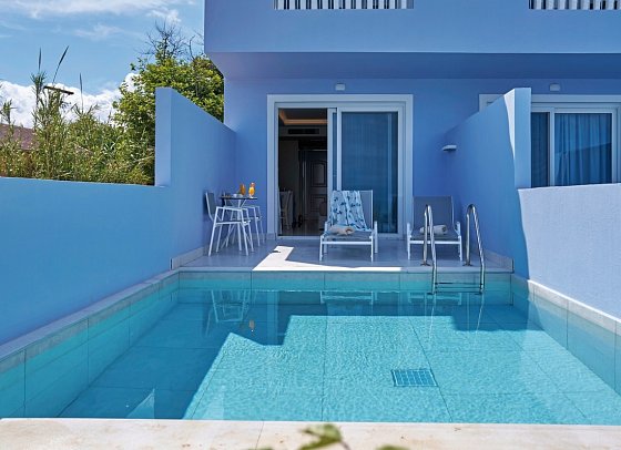 Ibiscus Hotel Corfu - Wohnbsp. Doppelzimmer Meerblick beheizbarer Privat-Pool (Zimmercodierung D1R)