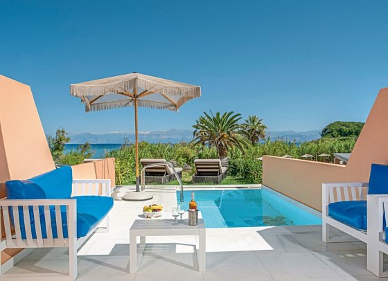 Ibiscus Hotel Corfu - Wohnbeispiel Suite Meerblick Privatpool (Zimmercodierung W1R)