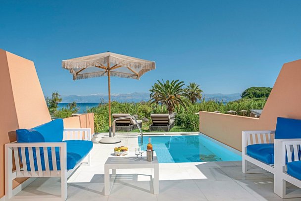 Ibiscus Hotel Corfu - Wohnbeispiel Suite Meerblick Privatpool (Zimmercodierungen WBM & W1R)