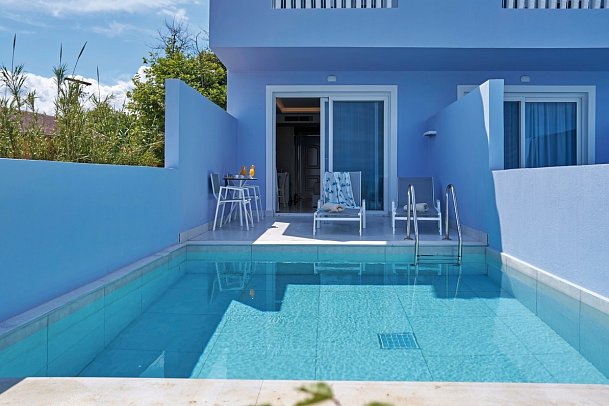 Ibiscus Hotel Corfu - Wohnbsp. Doppelzimmer Meerblick beheizbarer Privat-Pool (Zimmercodierung D1R)