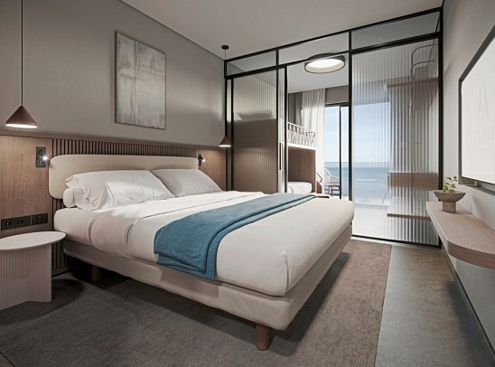 Valmar Corfu by Louis Hotels - Modellzeichnung Wohnbeispiel Familienzimmer Meerblick (Zimmercodierung FBM)