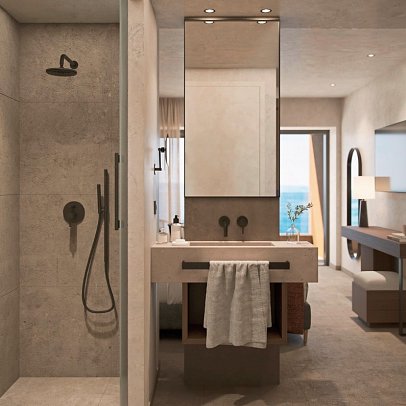 Alkyna Lifestyle Beach Resort - Badbeispiel Doppelzimmer Deluxe Meerblick (Zimmercodierung DDM)