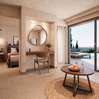 Alkyna Lifestyle Beach Resort - Wohnbeispiel Open Plan Suite Gemeinschaftspool Meerblick (Zimmercodierung WB2)