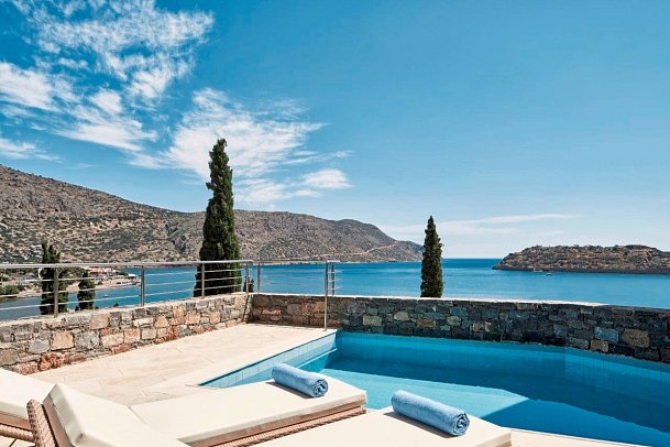 Phãea Blue, Elounda, Crete - Wohnbeispiel Deluxe Bungalow Meerblick beheizter Privatpool (Zimmercodierung BD1)