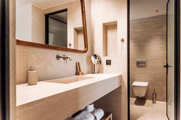 Ostria Resort & Spa - Badbeispiel Doppelzimmer Deluxe (Zimmercodierungen DDG & DDM)