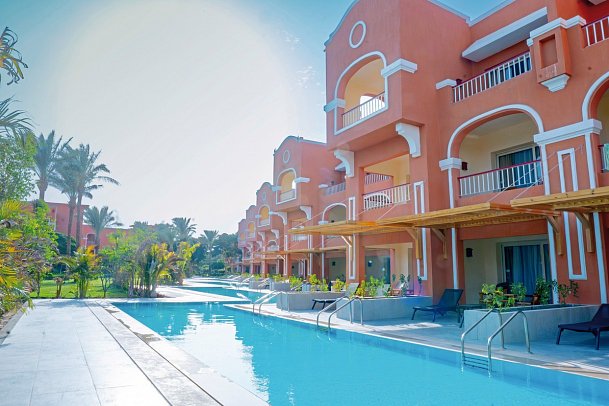 Sentido Caribbean World Soma Bay - Beispiel Terrasse Doppelzimmer Swim Up Gartenblick (Zimmercodierung D1Q)