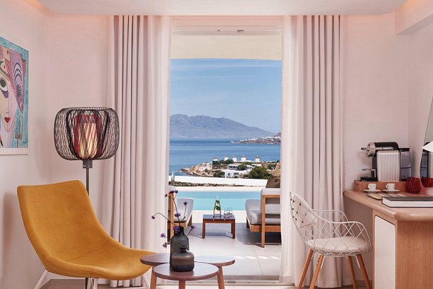 Myconian Kyma - Member of Design Hotels - Wohnbeispiel Doppelzimmer Superior Horizon Meerblick Privatpool (Zimmercodierung DSR)