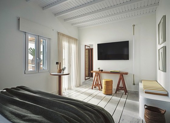 NUMO Mykonos Boutique Resort - Wohnbeispiel Doppelzimmer Evergreen Retreat mit Meerblick (Zimmercodierung DSM)