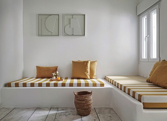 NUMO Mykonos Boutique Resort - Wohnbeispiel Suite Evergreen 1 Schlafzimmer mit Meerblick (Zimmercodierung WBM)
