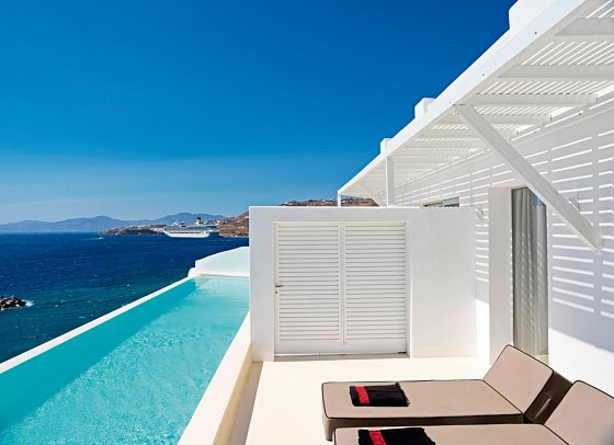 Kouros Hotel & Suites - Wohnbsp. Suite Sanctuary Meerblick mit Zugang zum Gemeinschaftspool (Zimmercodierung WBQ)