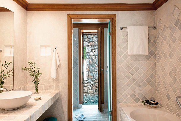 Mitsis Selection Blue Domes - Wohnbeispiel Bungalow Gartenblick (Zimmercodierungen BBG & BC1)