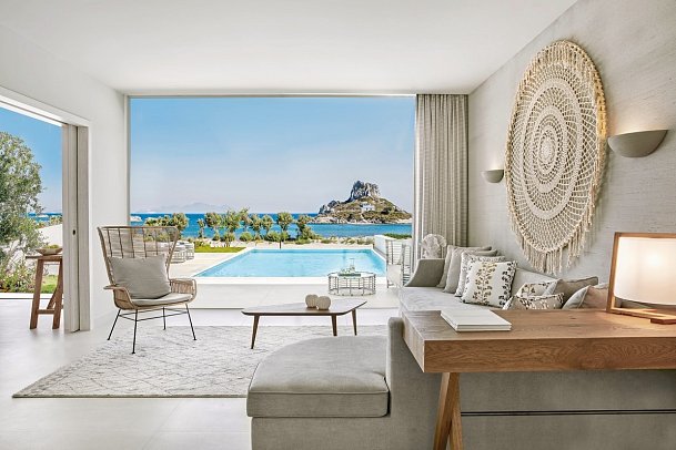 Ikos Aria - Wohnbeispiel Bungalow Deluxe Suite 1 Schlafzimmer Privatpool Meerblick (Zimmercodierung BD2)