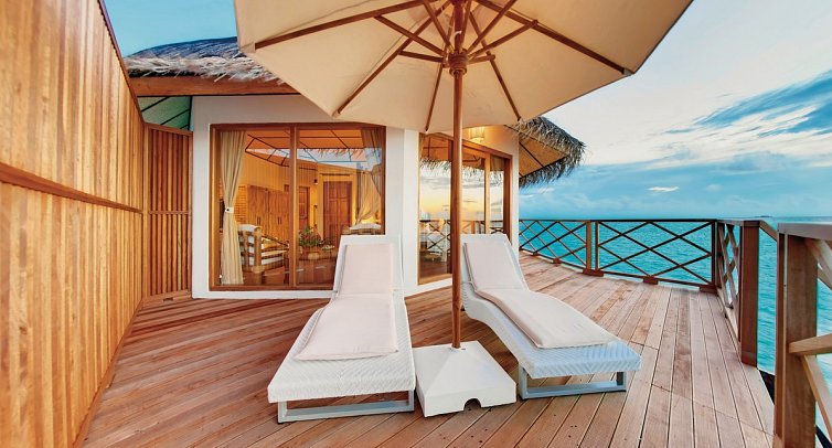Angaga Island Resort & Spa - Wohnbeispiel Water Bungalow (Zimmercodierung BX2)