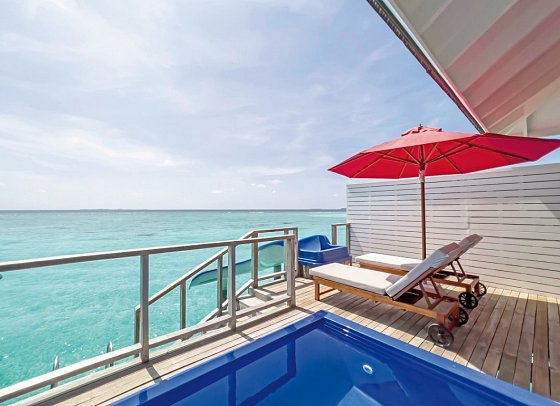 Siyam World Maldives - Beispiel Terrasse Water Villa (Zimmercodierungen VX1 & VV2)