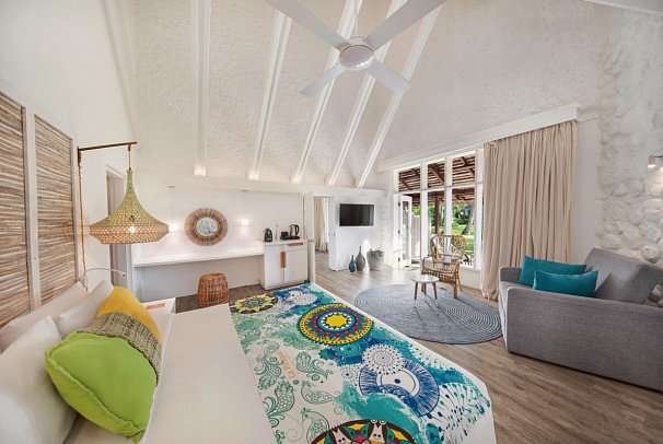 La Pirogue Mauritius - Wohnbeispiel Deluxe Beach Family Pavillon (Zimmercodierung UD1)