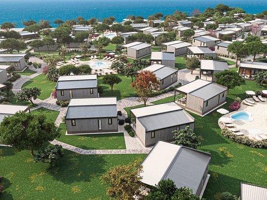 Aminess Sirena Campsite - Modellbild Wohnbeispiel Mobilheim Holiday Home Sirena Premium Village (Zimmercodierung CM1)