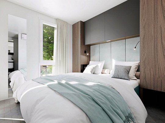 Aminess Sirena Campsite - Modellbild Wohnbeispiel Mobilheim Holiday Home Sirena Premium Village (Zimmercodierung CM1)