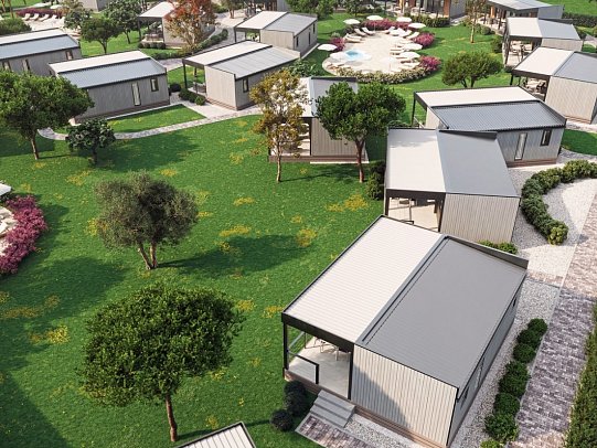 Aminess Sirena Campsite - Modellbild Wohnbeispiel Mobilheim Holiday Home Sirena Premium Village (Zimmercodierung CM1)