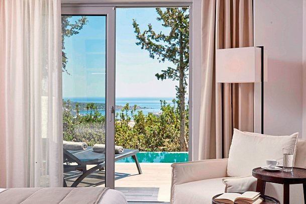 Esperos Village Blue - Wohnbeispiel Doppelzimmer Exklusive mit Meerblick und Privatpool (Zimmercodierung D2M)