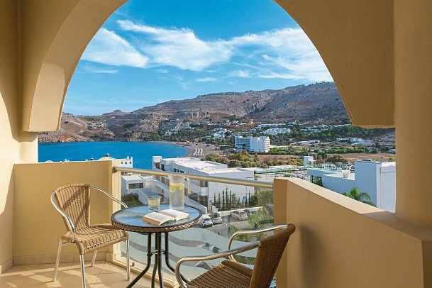 Lindos Royal Resort - Wohnbeispiel Doppelzimmer Superior seitl. Meerblick (Zimmercodierung DSN)