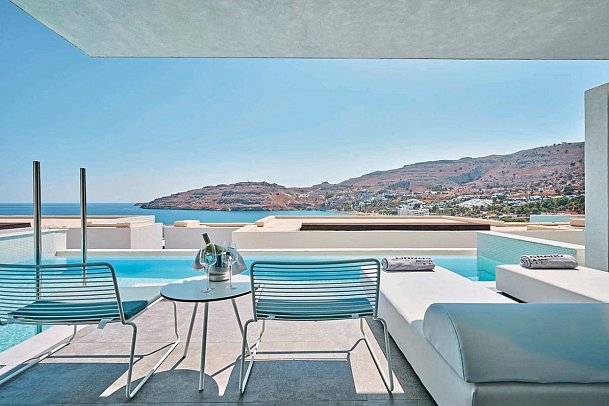 Lindos Grand Resort & Spa - Wohnbeispiel Juniorsuite Meerblick Privatpool (Zimmercodierung JBM)