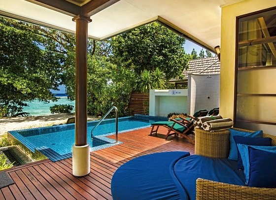 NIVA Labriz Seychelles - Wohnbeispiel Beach Sanctuary Pool Villa (Zimmercodierungen VDM, VHO & VD8)