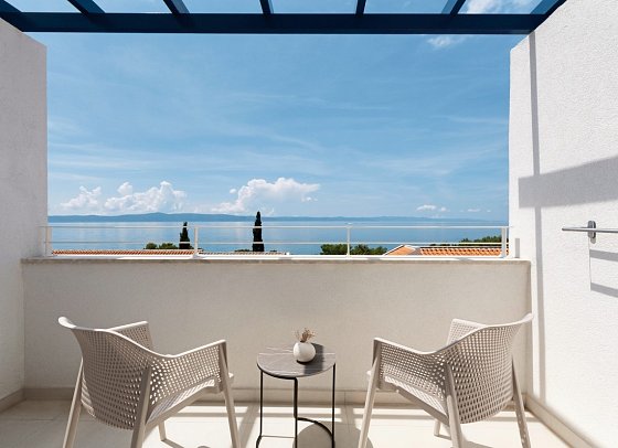 Bluesun Holiday Village Afrodita - Beispiel Balkon Doppelzimmer Meerseite (Zimmercodierungen DBC & EBC)