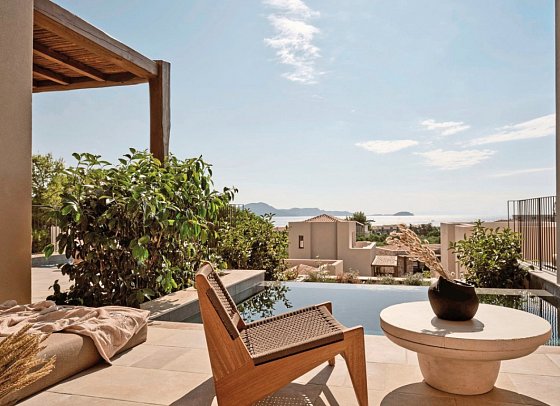 Pierros Verde Private Suites - Wohnbeispiel Suite Superior Private Pool Meerblick (Zimmercodierung WS1)