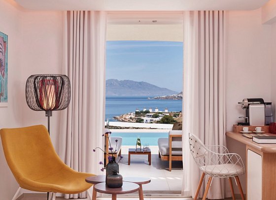 Myconian Kyma - Member of Design Hotels - Wohnbeispiel Doppelzimmer Superior Horizon Meerblick Privatpool (Zimmercodierung DSR)