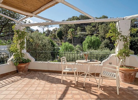 Botania Relais & Spa - Beispiel Terrasse Doppelzimmer Superior Gartenblick (Zimmercodierung DSG)