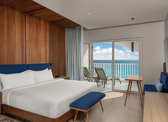 Hilton Cancun Mar Caribe All-inclusive Resort - Wohnbeispiel Beachfront King Large Balcony (Zimmercodierung U1C)
