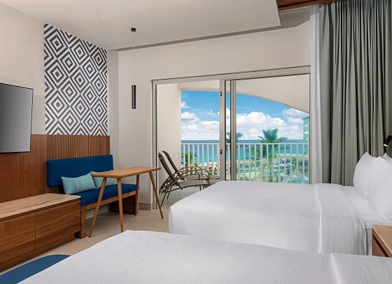 Hilton Cancun Mar Caribe All-inclusive Resort - Wohnbeispiel Oceanview Queen Large Balcony (Zimmercodierung D2M)