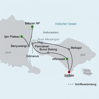 Nationalparks in Westbali und Ostjava (Gruppenreise)