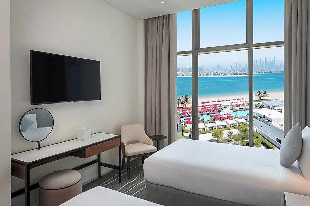 Th8 Palm Dubai Beach Resort, Vignette Collection - Wohnbeispiel Deluxe Room Palm Sea View Twin (Zimmercodierung DB3)