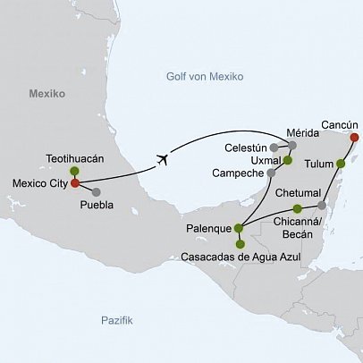 Collage von Welt-Metropole & Mayawelt