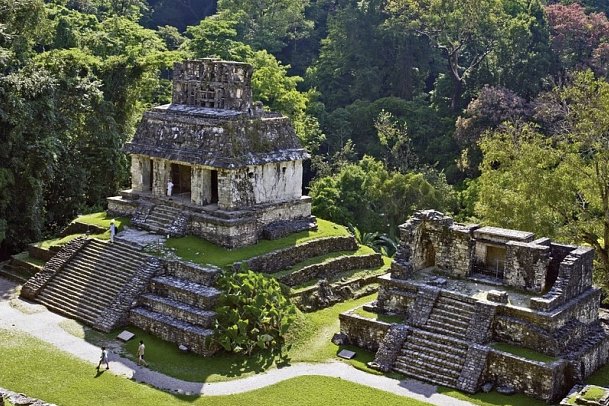 Collage von Welt-Metropole & Mayawelt - Palenque