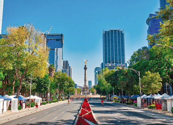 Collage von Welt-Metropole & Mayawelt - Paseo de la Reforma, Mexico City