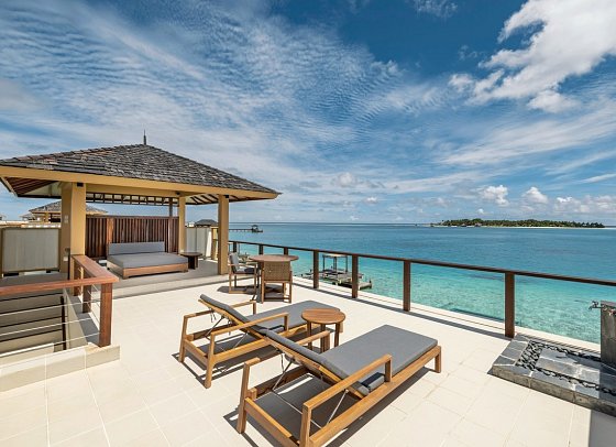 Angsana Velavaru Maldives - Beispiel Terrasse Deluxe InOcean Pool Villa (Zimmercodierung XD1)