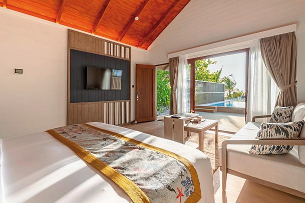 Meeru Maldives Resort Island - Wohnbeispiel Beach Pool Villa (Zimmercodierungen VB3 & VB4)