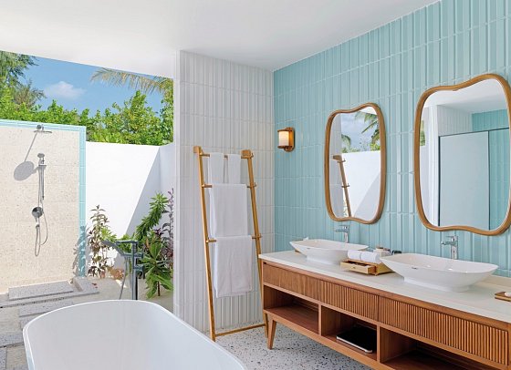 dusitD2 Feydhoo Maldives - Beispiel Bad Beach Pool Villa (Zimmercodierungen VB2 & VV3)