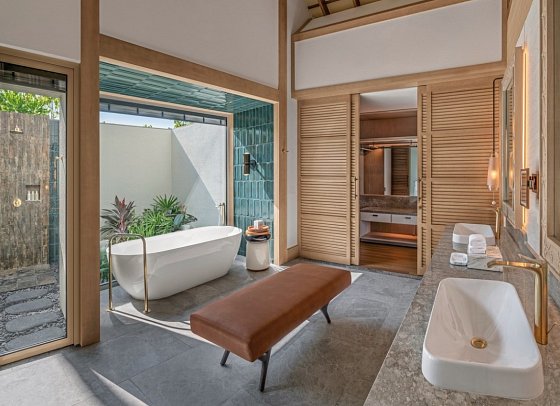 JW Marriott Maldives Kaafu Atoll Island Resort - Beispiel Bad Beach Pool Villa (Zimmercodierungen VB1 & VB2)