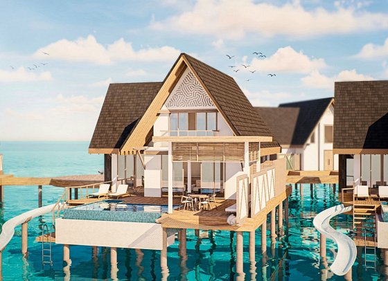 Meyyafushi Maldives - Wohnbeispiel Water Pool Suite with Slide (Zimmercodierungen VX5 & VV7)