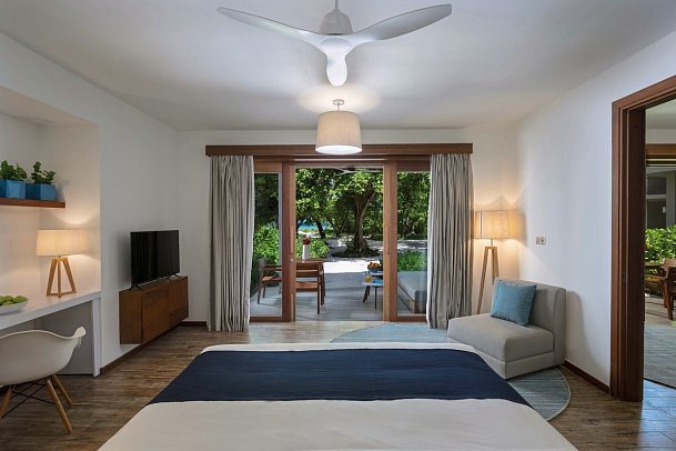 Ifuru Island Maldives - Wohnbeispiel Sunset Beach Suite (Zimmercodierungen DX2, FX2, DX8 & FX8)