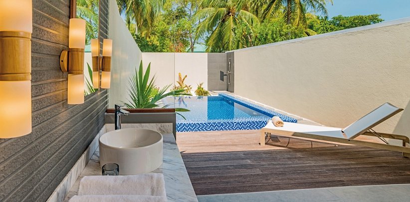 Fiyavalhu Maldives - Wohnbeispiel Beach Pool Villa (Zimmercodierung UD1)