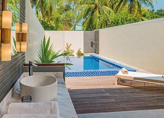 Fiyavalhu Maldives - Wohnbeispiel Beach Pool Villa (Zimmercodierung UD1)