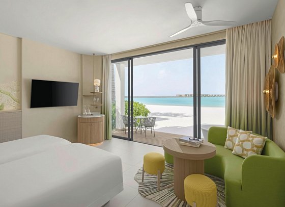 Centara Mirage Lagoon Maldives - Wohnbeispiel Beachfront Room with open-air Bath (Zimmercodierungen UB4 & UB6)