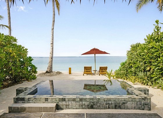 Meliá Whale Lagoon Maldives - Wohnbeispiel Beach Suite Sunset with Pool (Zimmercodierungen WB1 & WB7)