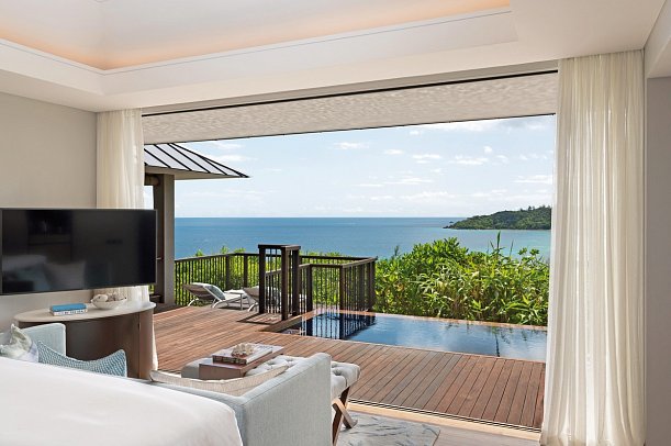 Raffles Seychelles - Wohnbeispiel Ocean View Pool Villa Twin (Zimmercodierungen VBM, VHM, VB8, VMM & VS8)